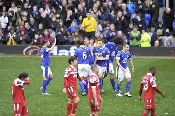 Everton's Euphoric First Goal Celebration: Everton 2-0 Queens Park Rangers (BPL, 13-04-2013)