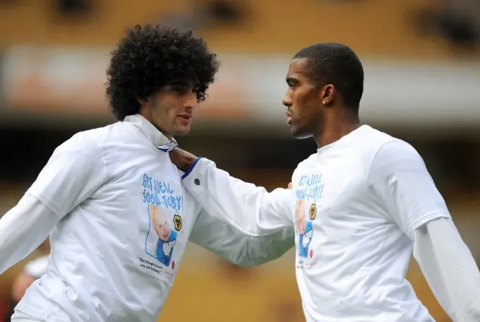 Framed Print : Everton's Fellaini and Distin Unite Before Kick-off vs. Wolverhampton Wanderers (May 2012) Framed Print : Everton's Fellaini and Distin Unite Before Kick-off vs. Wolverhampton Wanderers (May 2012)