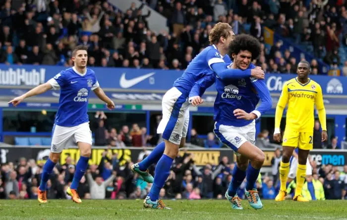 Framed Print : Everton's Fellaini and Jelavic Celebrate First Goals: Everton 3-1 Reading (Goodison Park, 02-03-2013) Framed Print : Everton's Fellaini and Jelavic Celebrate First Goals: Everton 3-1 Reading (Goodison Park, 02-03-2013)