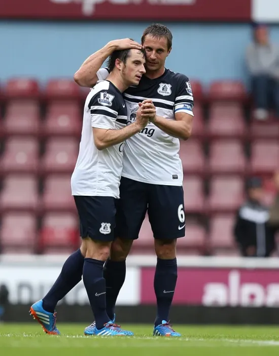 Framed Print : Everton's Glory: Leighton Baines and Phil Jagielka Celebrate a Thrilling 3-2 Victory over West Ham in the Premier League (September 21, 2013) Framed Print : Everton's Glory: Leighton Baines and Phil Jagielka Celebrate a Thrilling 3-2 Victory over West Ham in the Premier League (September 21, 2013)