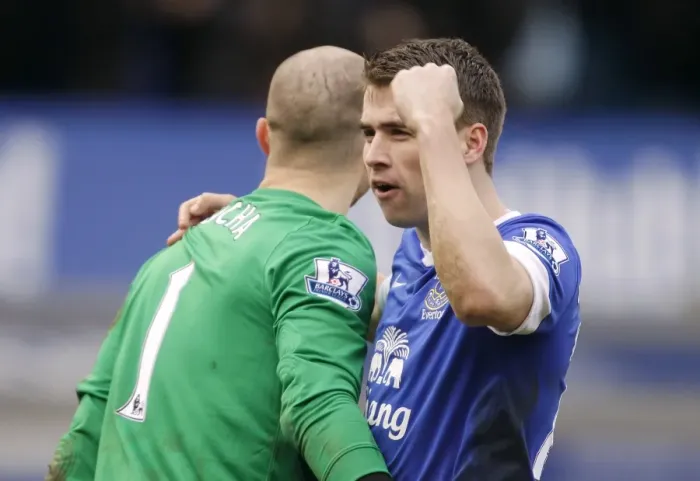 Framed Print : Everton's Glory: Seamus Coleman and Jan Mucha's Jubilant Moment after Manchester City Victory (March 16, 2013 - Goodison Park) Framed Print : Everton's Glory: Seamus Coleman and Jan Mucha's Jubilant Moment after Manchester City Victory (March 16, 2013 - Goodison Park)