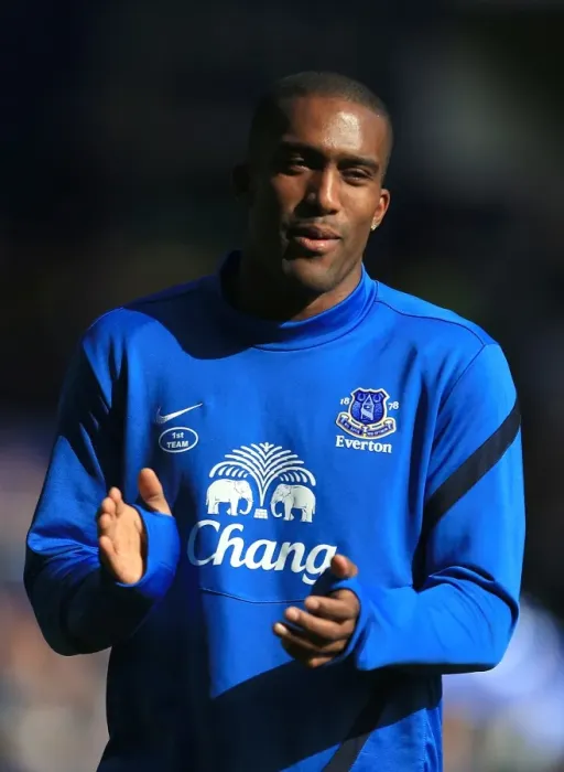 Framed Print : Everton's Glory: Sylvain Distin's Triumphant Celebration After Securing a 3-1 Victory Over Southampton (2012) Framed Print : Everton's Glory: Sylvain Distin's Triumphant Celebration After Securing a 3-1 Victory Over Southampton (2012)