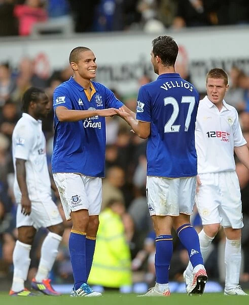 Everton's Glory: Vellios and Rodwell Celebrate September Victory over Wigan
