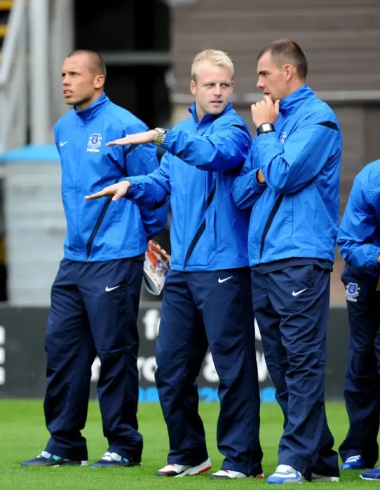 Framed Print : Everton's Heitinga, Naismith, and Gibson at Tannadice Park: Everton FC's Pre-Season Friendly Against Dundee United Framed Print : Everton's Heitinga, Naismith, and Gibson at Tannadice Park: Everton FC's Pre-Season Friendly Against Dundee United
