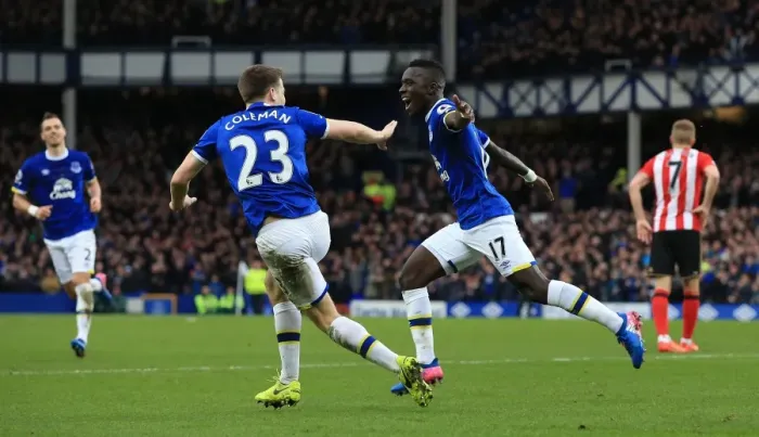 Framed Print : Everton's Idrissa Gueye and Seamus Coleman Celebrate First Goal vs. Sunderland at Goodison Park Framed Print : Everton's Idrissa Gueye and Seamus Coleman Celebrate First Goal vs. Sunderland at Goodison Park