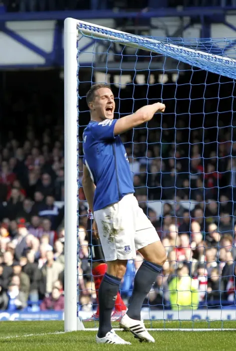 Framed Print : Everton's Jagielka Scores First Goal Against Southampton in Barclays Premier League Match at Goodison Park
