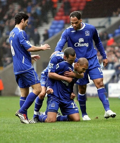 Everton's James Vaughan Celebrates Thrilling Goal Against Bolton Wanderers in FA Barclays Premiership (2007)