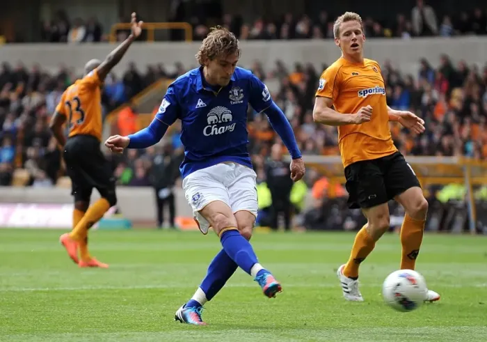 Framed Print : Everton's Jelavic Chases Victory: Barclays Premier League Clash between Everton and Wolverhampton Wanderers at Molineux Stadium (06 May 2012) Framed Print : Everton's Jelavic Chases Victory: Barclays Premier League Clash between Everton and Wolverhampton Wanderers at Molineux Stadium (06 May 2012)