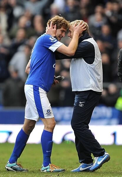 Everton's Jelavic and Neville: Celebrating a Prideful Victory Over Manchester City (3 / 16 / 2013, Goodison Park: Everton 2 - Manchester City 0)