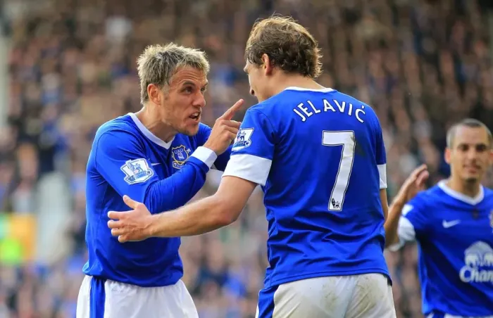 Framed Print : Everton's Jelavic and Neville: A Celebration of Victory - Everton 3-1 Southampton (Goodison Park, 2012) Framed Print : Everton's Jelavic and Neville: A Celebration of Victory - Everton 3-1 Southampton (Goodison Park, 2012)