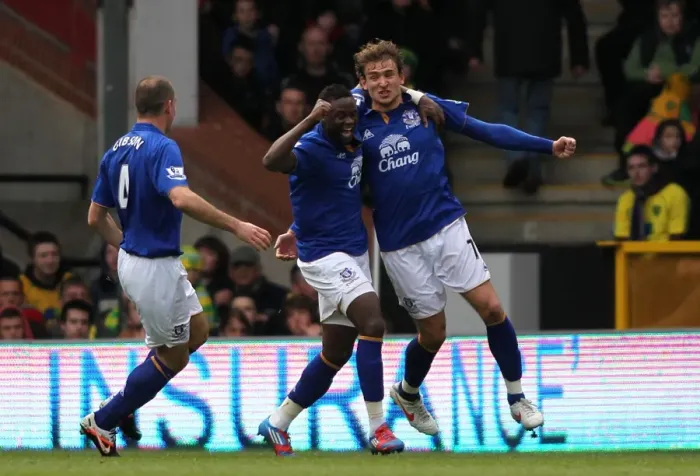 Framed Print : Everton's Jelavic Scores Opening Goal vs. Norwich City (07 April 2012) Framed Print : Everton's Jelavic Scores Opening Goal vs. Norwich City (07 April 2012)