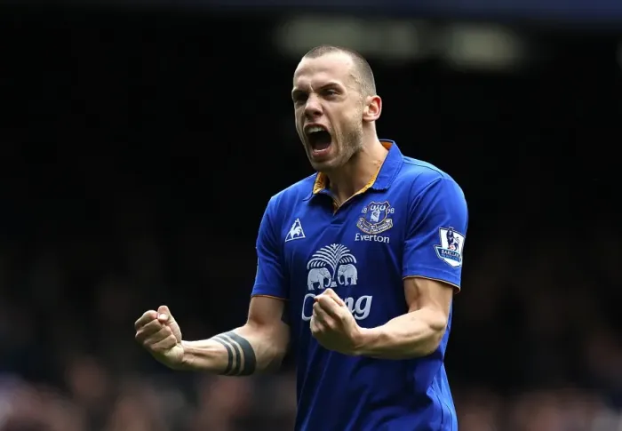 Framed Print : Everton's Johnny Heitinga: Celebrating Victor Anichebe's Game-Winning Goal (4-0 vs. Sunderland, Goodison Park, April 9, 2012) Framed Print : Everton's Johnny Heitinga: Celebrating Victor Anichebe's Game-Winning Goal (4-0 vs. Sunderland, Goodison Park, April 9, 2012)