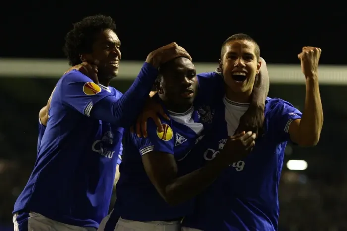 Framed Print : Everton's Joseph Yobo Scores First Goal for the Toffees: A Triumphant Moment with Joao Alves and Jack Rodwell Framed Print : Everton's Joseph Yobo Scores First Goal for the Toffees: A Triumphant Moment with Joao Alves and Jack Rodwell