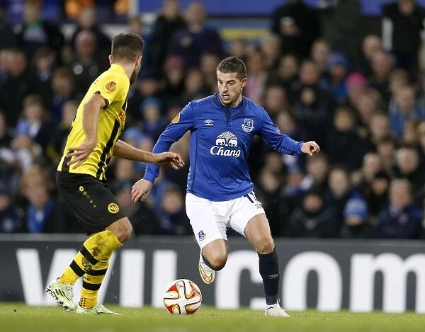 Everton's Kevin Mirallas Fights in Europa League Clash against BSC Young Boys at Goodison Park