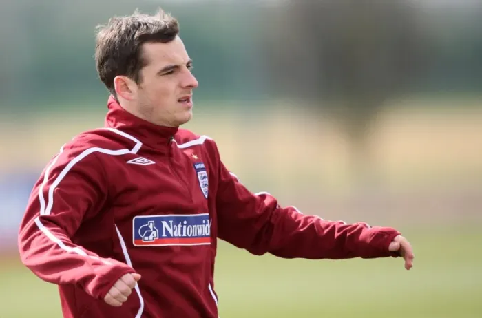 Framed Print : Everton's Leighton Baines at England Training, London Colney (March 2009)