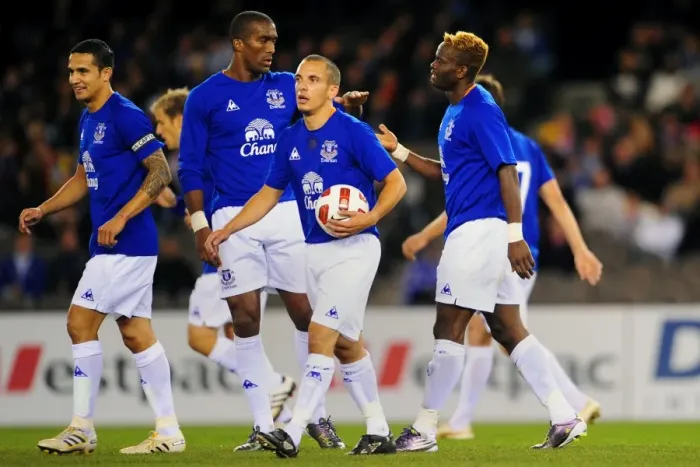 Framed Print : Everton's Louis Saha: Celebrating a Goal in Melbourne Heart Pre-Season Friendly at Etihad Stadium Framed Print : Everton's Louis Saha: Celebrating a Goal in Melbourne Heart Pre-Season Friendly at Etihad Stadium