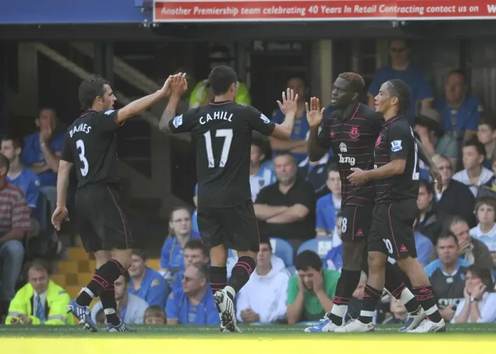 Framed Print : Everton's Louis Saha: First Goal Against Portsmouth in the Barclays Premier League - Celebration with Team Mates Framed Print : Everton's Louis Saha: First Goal Against Portsmouth in the Barclays Premier League - Celebration with Team Mates