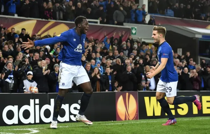 Framed Print : Everton's Lukaku and Garbutt Celebrate Second Goal in Europa League Match vs. Young Boys Framed Print : Everton's Lukaku and Garbutt Celebrate Second Goal in Europa League Match vs. Young Boys