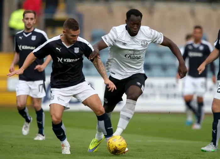 Framed Print : Everton's Lukaku vs Meggatt: A Pre-Season Showdown at Dens Park Framed Print : Everton's Lukaku vs Meggatt: A Pre-Season Showdown at Dens Park
