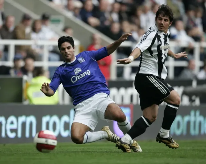 Framed Print : Evertons Mikel Arteta and Newcastles Belozoglu Emre in action Framed Print : Evertons Mikel Arteta and Newcastles Belozoglu Emre in action