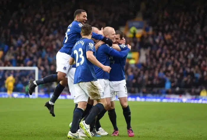 Framed Print : Everton's Naismith Scores First Goal: Everton 1-0 Leicester City (Barclays Premier League) Framed Print : Everton's Naismith Scores First Goal: Everton 1-0 Leicester City (Barclays Premier League)