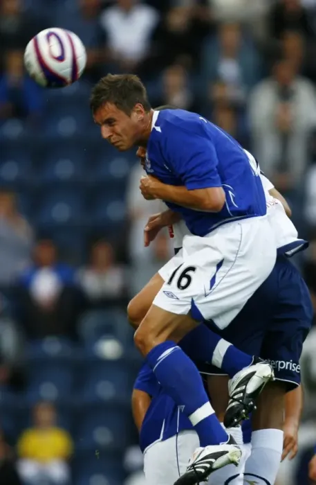 Framed Print : Everton's Phil Jagielka in Action: Pre-Season Friendly vs. Preston North End (2007)