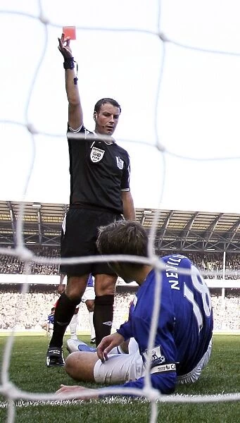Everton's Phil Neville: Controversial Handball Leads to Red Card in Everton vs. Liverpool Derby, 2007