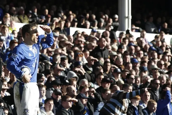 Framed Print : Everton's Phil Neville Shields Sun-Obscured Gaze at Goodison Park during Everton vs West Ham United, Premier League