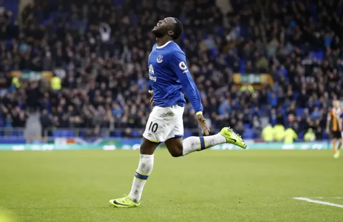 Framed Print : Everton's Romelu Lukaku Celebrates Scoring Four Goals Against Hull City at Goodison Park Framed Print : Everton's Romelu Lukaku Celebrates Scoring Four Goals Against Hull City at Goodison Park