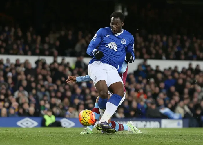 Framed Print : Everton's Romelu Lukaku Nets Fourth Goal vs. Aston Villa at Goodison Park, Barclays Premier League Framed Print : Everton's Romelu Lukaku Nets Fourth Goal vs. Aston Villa at Goodison Park, Barclays Premier League