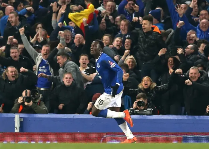 Framed Print : Everton's Romelu Lukaku Scores First Goal in FA Cup Quarterfinal Against Chelsea at Goodison Park Framed Print : Everton's Romelu Lukaku Scores First Goal in FA Cup Quarterfinal Against Chelsea at Goodison Park