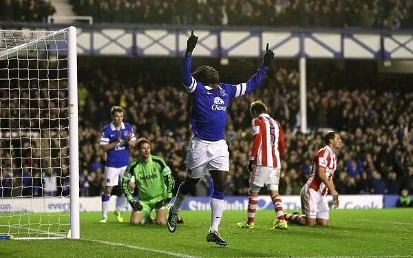 Everton's Romelu Lukaku Scores Fourth Goal vs. Stoke City in Barclays Premier League
