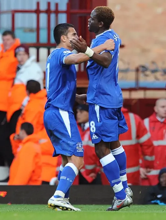 Framed Print : Everton's Saha and Cahill: A Powerful Duo Celebrates the Opening Goal Against West Ham in the Premier League Framed Print : Everton's Saha and Cahill: A Powerful Duo Celebrates the Opening Goal Against West Ham in the Premier League