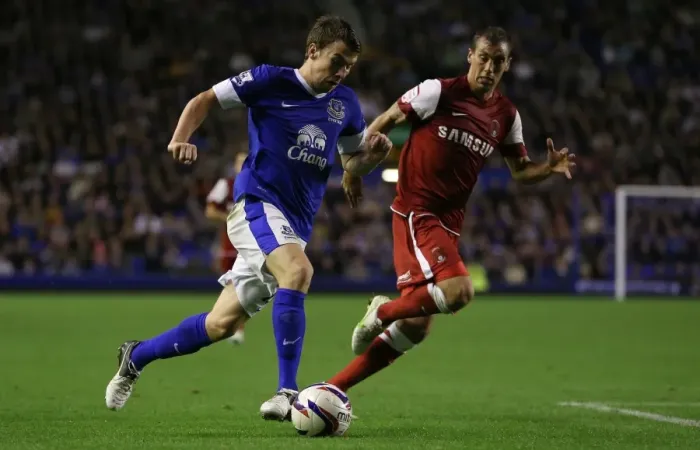 Framed Print : Everton's Seamus Coleman Leads 5-0 Thrashing of Leyton Orient in Capital One Cup