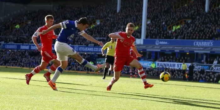Framed Print : Everton's Seamus Coleman Scores Game-Winning Goal vs. Southampton (December 29, 2013, Barclays Premier League) Framed Print : Everton's Seamus Coleman Scores Game-Winning Goal vs. Southampton (December 29, 2013, Barclays Premier League)