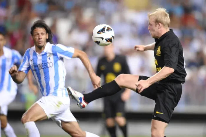 Framed Print : Everton's Steven Naismith in Action: Pre-Season Friendly vs Malaga CF at La Rosaleda Stadium