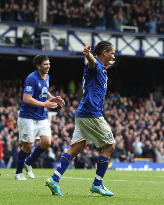 Framed Print : Everton's Steven Pienaar Jubilantly Celebrates Leon Osman's Goal at Goodison Park (Everton FC vs Sunderland, Barclays Premier League, 09 April 2012) Framed Print : Everton's Steven Pienaar Jubilantly Celebrates Leon Osman's Goal at Goodison Park (Everton FC vs Sunderland, Barclays Premier League, 09 April 2012)