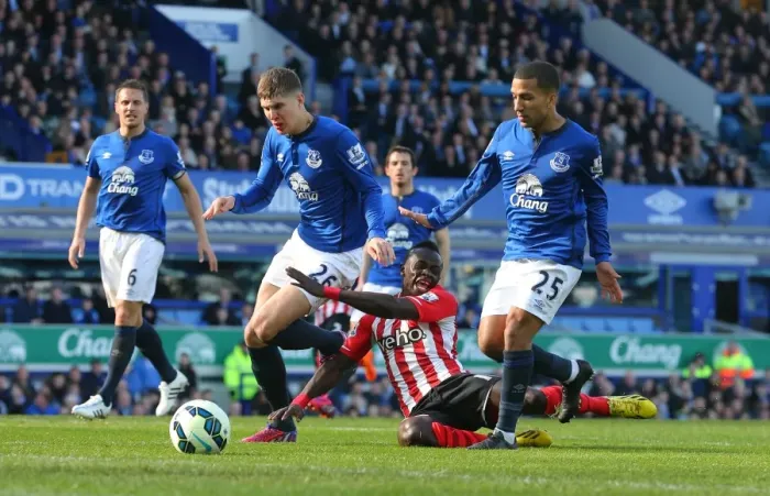 Framed Print : Everton's Stones and Lennon Deny Mane at Goodison Park: Everton vs Southampton, Premier League Framed Print : Everton's Stones and Lennon Deny Mane at Goodison Park: Everton vs Southampton, Premier League