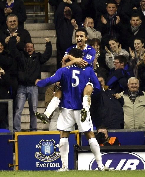 Everton's Tim Cahill and Joleon Lescott Celebrate Second Goal Against Bolton Wanderers (2007)