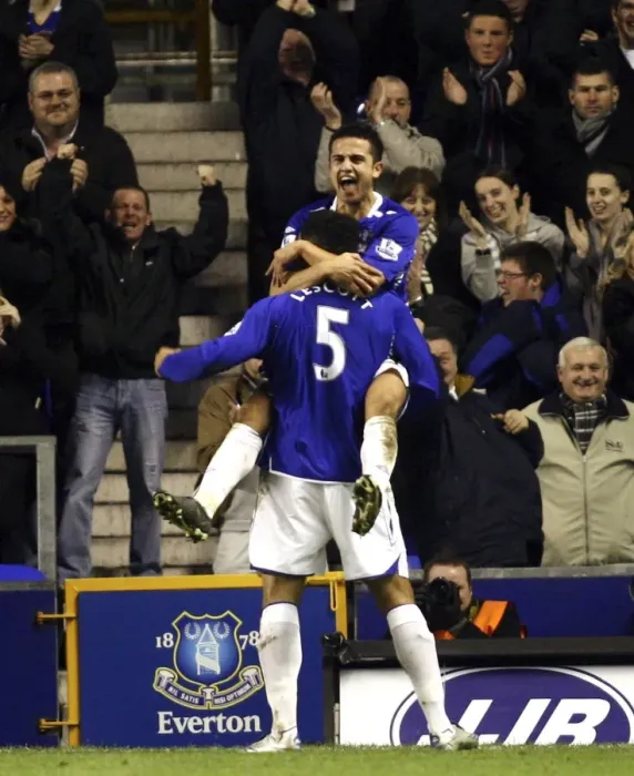 Framed Print : Everton's Tim Cahill and Joleon Lescott Celebrate Second Goal Against Bolton Wanderers (2007) Framed Print : Everton's Tim Cahill and Joleon Lescott Celebrate Second Goal Against Bolton Wanderers (2007)