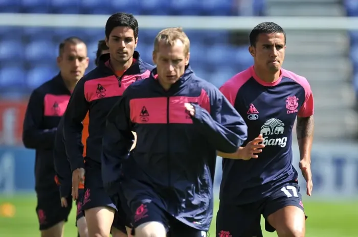 Framed Print : Everton's Tim Cahill and Mikel Arteta: A Harmonious Warm-Up Before the Wigan Athletic Clash (April 2011) Framed Print : Everton's Tim Cahill and Mikel Arteta: A Harmonious Warm-Up Before the Wigan Athletic Clash (April 2011)