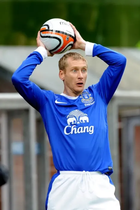 Framed Print : Everton's Tony Hibbert in Action at Tannadice Park: Everton vs Dundee United (Pre-Season Friendly) Framed Print : Everton's Tony Hibbert in Action at Tannadice Park: Everton vs Dundee United (Pre-Season Friendly)