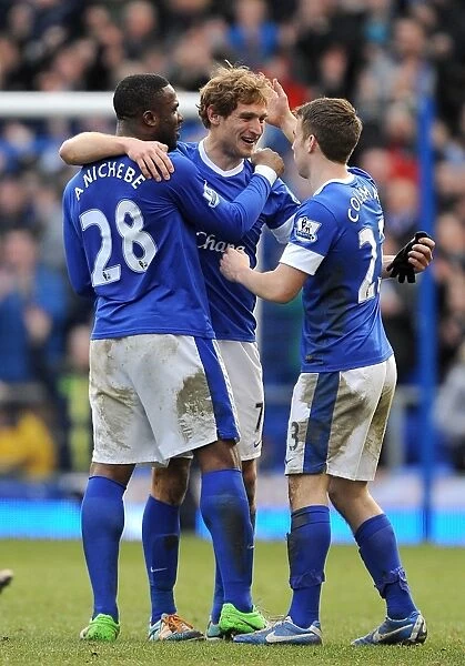 Everton's Triumph: Jelavic, Anichebe, and Coleman's Celebration Over Manchester City (Everton 2 - 0 BPL)