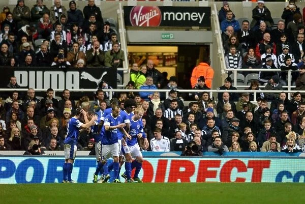 Everton's Triumph: Leighton Baines Scores the Winning Goal Against Newcastle United (Everton 2 - Newcastle United 1, Barclays Premier League)