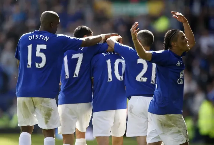 Framed Print : Everton's Triumph: Mikel Arteta Scores Hat-trick Against Manchester United at Goodison Park