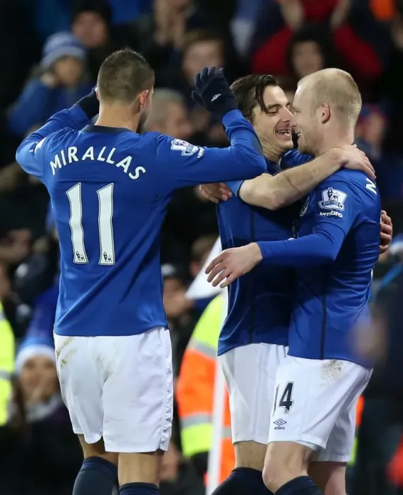 Framed Print : Everton's Triumph: Naismith, Baines, Mirallas - Celebrating a Glorious Hat-trick vs. Queens Park Rangers (BPL) Framed Print : Everton's Triumph: Naismith, Baines, Mirallas - Celebrating a Glorious Hat-trick vs. Queens Park Rangers (BPL)