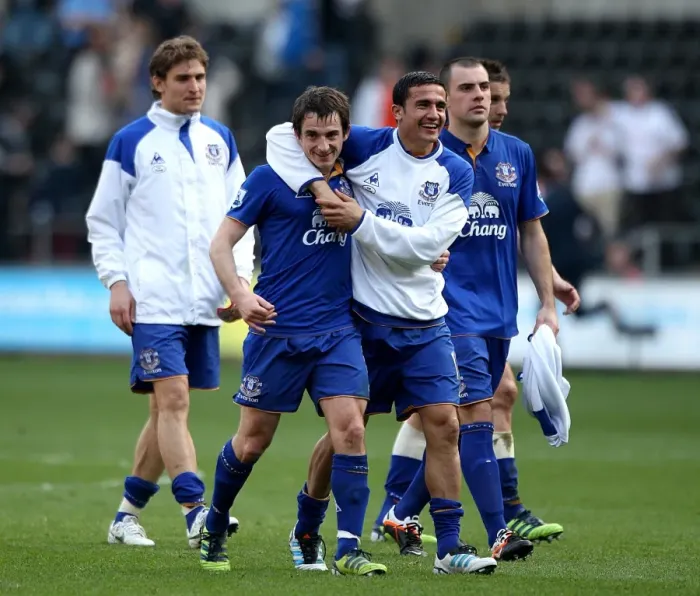 Framed Print : Everton's Triumphant Quartet: Tim Cahill, Nikica Jelavic, Darron Gibson, and Leighton Baines Celebrate Victory over Swansea City (24 March 2012) Framed Print : Everton's Triumphant Quartet: Tim Cahill, Nikica Jelavic, Darron Gibson, and Leighton Baines Celebrate Victory over Swansea City (24 March 2012)