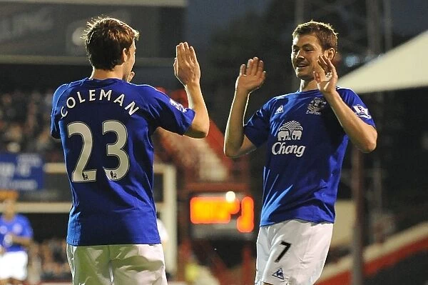 Everton's Unforgettable Carling Cup Goal: Seamus Coleman and Diniyar Bilyaletdinov's Jubilant Celebration (21 September 2010)