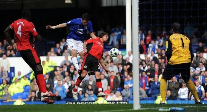 Framed Print : Everton's Vellios Goes for Glory: Thrilling Headed Attempt vs. Blackburn Rovers in Premier League (16 April 2011, Goodison Park) Framed Print : Everton's Vellios Goes for Glory: Thrilling Headed Attempt vs. Blackburn Rovers in Premier League (16 April 2011, Goodison Park)