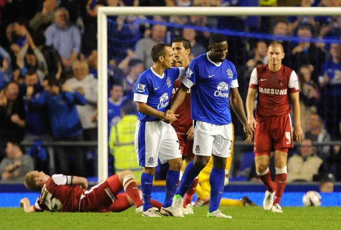 Framed Print : Everton's Victor Anichebe and Leon Osman: Celebrating a Brilliant Team Goal in Everton's 5-0 Capital One Cup Win over Leyton Orient (2012) Framed Print : Everton's Victor Anichebe and Leon Osman: Celebrating a Brilliant Team Goal in Everton's 5-0 Capital One Cup Win over Leyton Orient (2012)